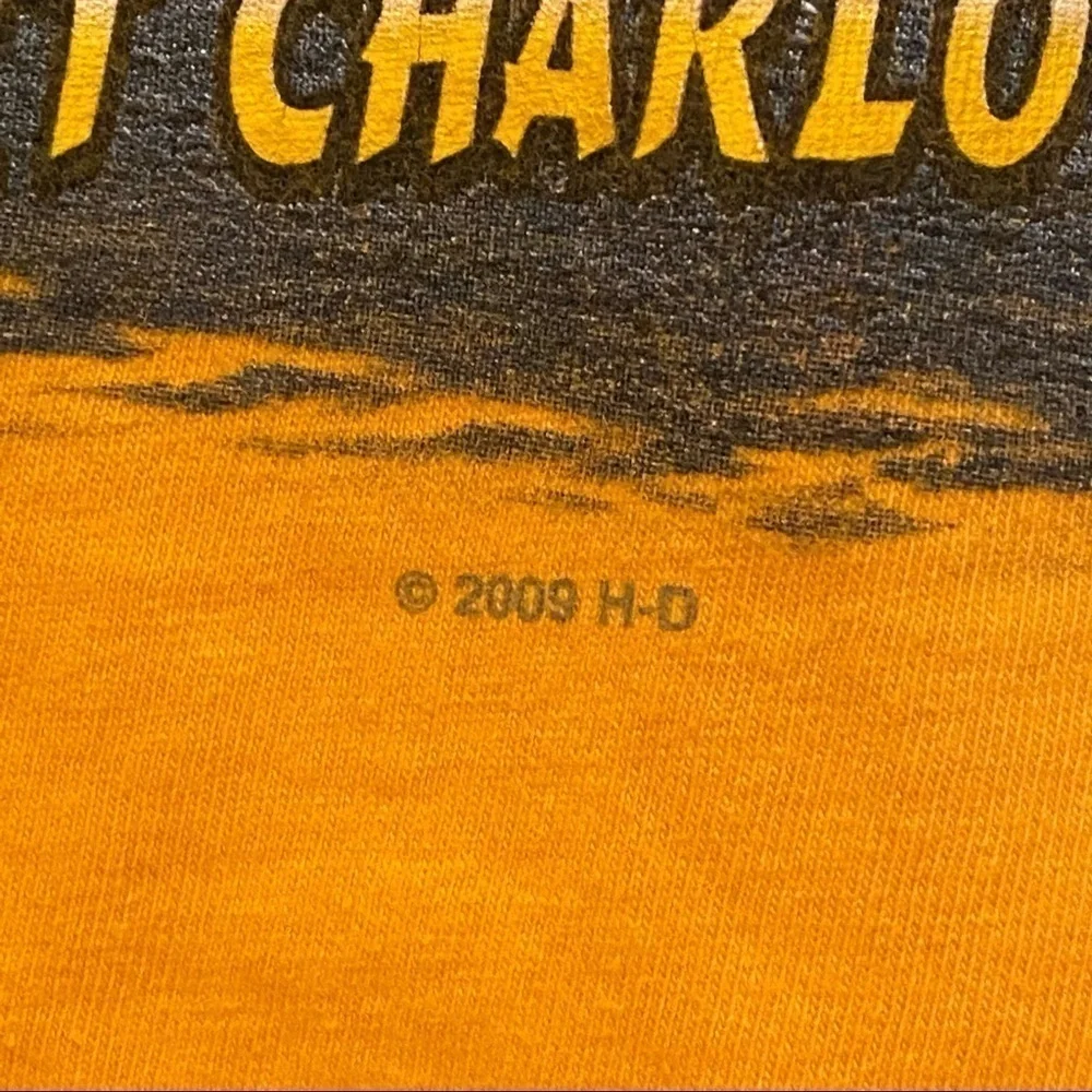 HARLEY-DAVIDSON 2009 Graphic Black Widow Florida Yellow T-Shirt Size Medium